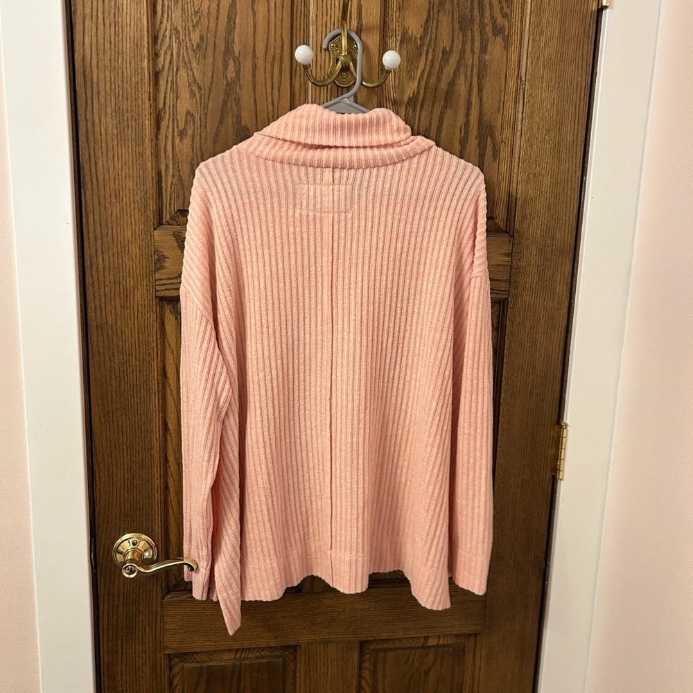 Maeve by Anthropologie Turtleneck Soft Pink Ribbed Cowl Neck Sweater Large - Picture 9 of 12